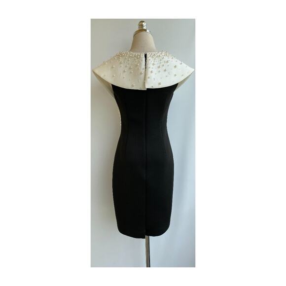 Badgley Mischka Monochrome Pearl Adorned Cocktail Dress sz 2 - Picture 7 of 12